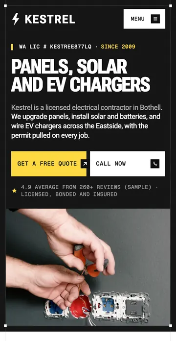 The Kestrel Electric & Solar demo on a phone